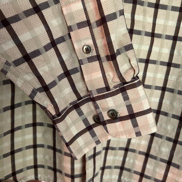 W.H. Belk Sportswear Lot of 2 Long Sleeve LG Button Down Shirt Brown Blue Plaid - Picture 14 of 14